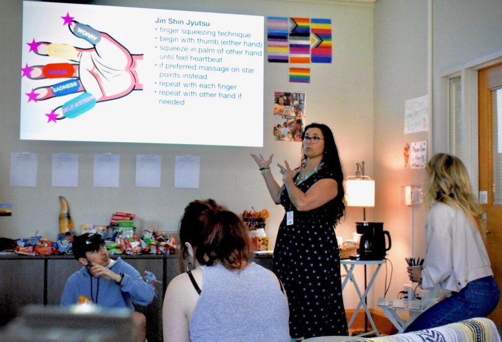 Dana teaching wellness techniques